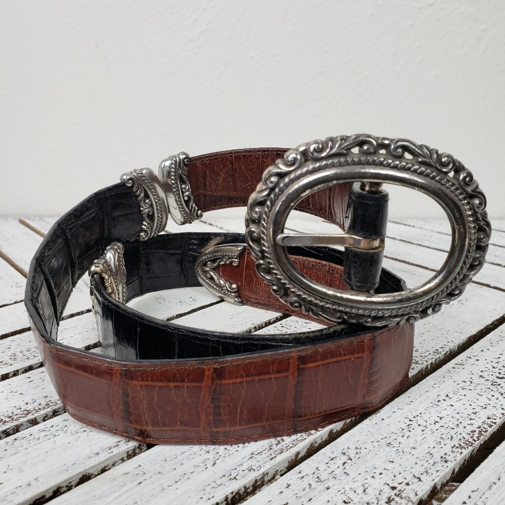 Vintage Western Gator Leather Black & Brown